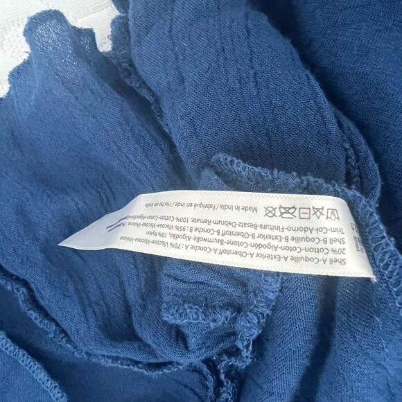 Free People FP One Adella Slip Dress Women Small Navy Floral Crochet Lace Ruffle - Picture 5 of 9